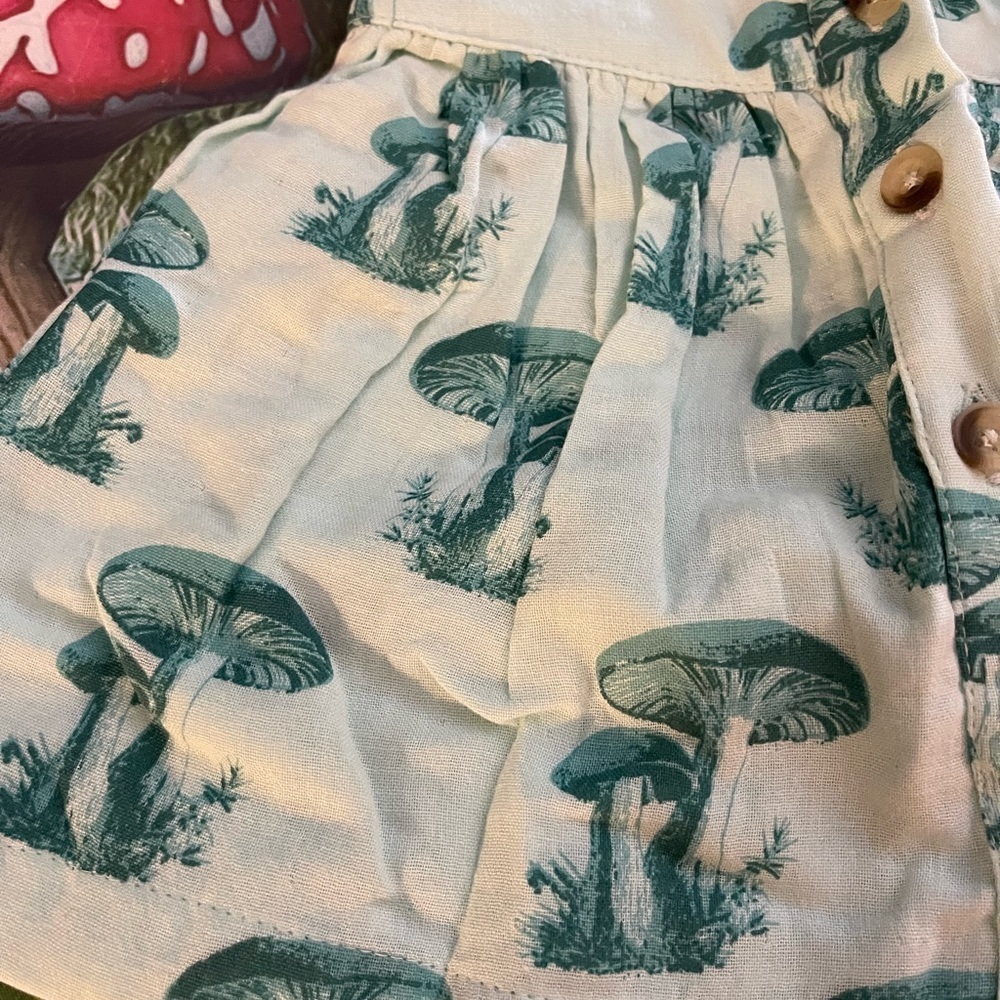Kate Quinn Toddler Suspender Skirt, Blue Wild Mushroom, Size 18-24m, NWT - Picture 7 of 7